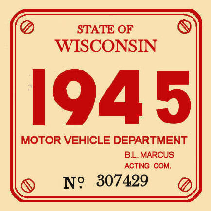 (image for) 1945 Wisconsin registration/inspection sticker